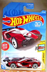 2018 Hot Wheels #253 Legends of Speed 9/10 MACH SPEEDER Red w/White AD Spokes