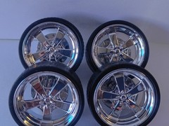 #200206 1/24 SCALE CHROME WHEELS & TIRES FOR JADA JUST TRUCKS 1969 CHEVY C-10.
