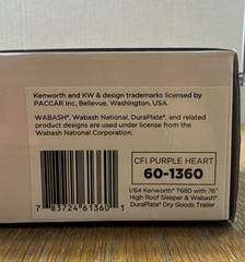 2022 DCP 1/64 Kenworth T680 CFI Purple Heart 60-1360