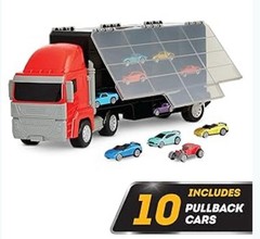 Toy Truck Car Carrier Truck Toy with 34 Storage Space 10 Pull Back Cars New