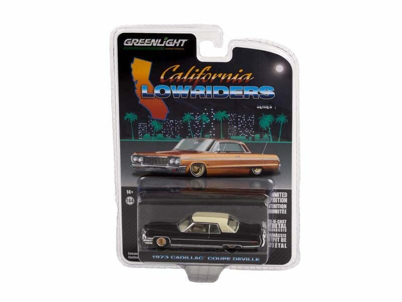1973 Cadillac Coupe DeVille – Black Diecast 1:64 Scale Model – Greenlight 63010E