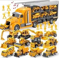 NEW 25 pc CONSTRUCTION CARRIER TRUCK VEHICLE TOY SET Kids 3+ yrs JOYIN in Box