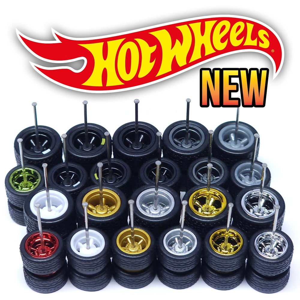 1/64 Scale 5 SPOKE MUSCLE v5 Real Rider Wheels Rims Tires Set Custom Hot Wheel