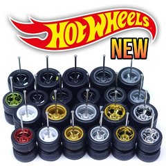 1/64 Scale 5 SPOKE MUSCLE v5 Real Rider Wheels Rims Tires Set Custom Hot Wheel