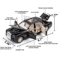 1/32 Rolls-Royce Phantom Model Car Zinc Alloy Pull Back Toy Car with Sound&Light