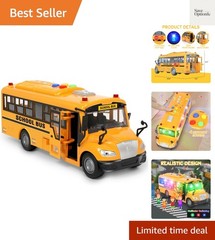 Yellow School Bus Toys for Toddlers With 4 Different Flashing Lights & Sound,…