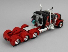 DCP 1:64 *RED & BLACK* Peterbilt 389 36″ Flattop HEAVY HAUL Lowboy Jeep Stinger