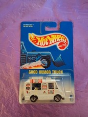 1992 MATTEL HOT WHEELS WHITE GOOD HUMOR ICE CREAM TRUCK BLUE CARD 5SP WHEELS