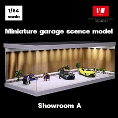 Diorama 1:64 Garage Scene Model with LED Lighting Parking Lot Display Case US
