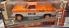 NEW IN BOX 1967 Ford F-100 Greenlight Orange Fram Diecast Truck 1/24 Collectible