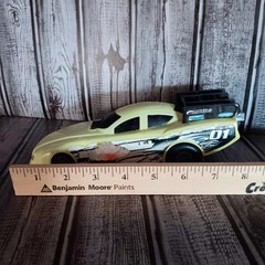 Drag Racing Funny Car Toy Faded Yellow Plastic And Decals Patina Look Damaged