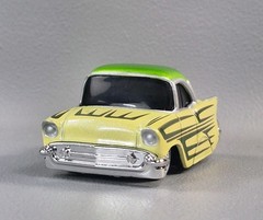 1957 CHEVY BEL AIR Car Tuned Diorama Collectible DieCast Model 1:64 Yellow LOOSE