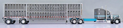 DCP 1/64 Gunmetal Gray Turquoise Peterbilt 389 Wilson Livestock Trailer 60-1789
