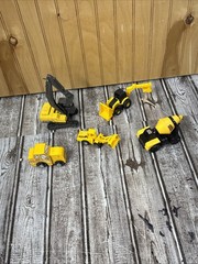 Construction Vehicles Toys , 4 Plastic 1 Wooden Set Of 5