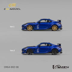 CM Model Subaru BRZ Varis Widebody custom White w/ Extra Wheels set 1/64