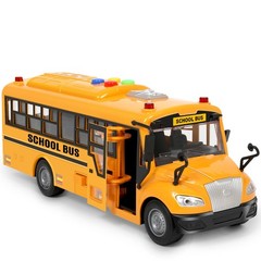 Yellow School Bus Toy with Flashing Lights, Sounds, and Open Doors for Kids