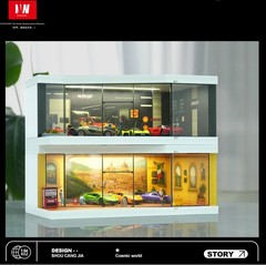 US 1/64 Garage Diorama Model LED Light City Parking Scene Diecast Car Display