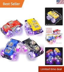 Push-&-Go Friction Monster Trucks 2-Pack – LED Lights & Batteries Included