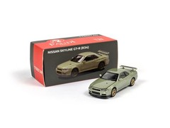 1:64 Scale Paudi Nissan Skyline GT-R R34 Green Diecast Model Car Open Hood JDM