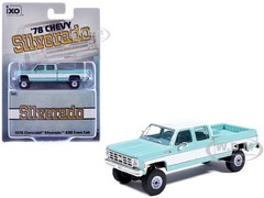 1978 CHEVROLET SIVERADO K30 PICKUP LIGHT BLUE & WHITE 1/64 MODEL BY IXO IA64007