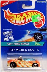 1996 Hot Wheels #417 Fast Food Series #2 Pasta Pipes 3 spoke 0911 card