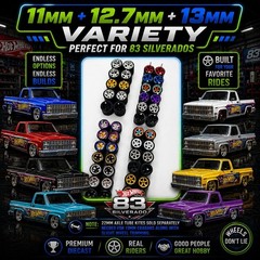 5 Variety Mix 83 Silverado Wheel Sets W/ Rubber Tires For HOT WHEELS 1/64 Scale