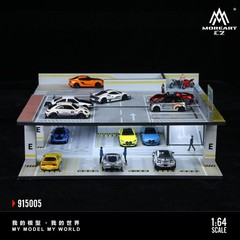 1/64Diorama Diecast Garage Model LED Parking Lot Scene Model Car Display Case US