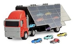 Toy Truck Car Carrier Truck Toy with 34 Storage Space 10 Pull Back Cars Included