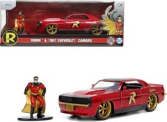 1969 Chevrolet Camaro Dark Red Metallic with Black Top and Robin Diecast Figure