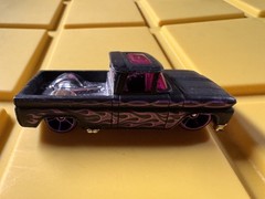 Hot Wheels HW Flames Custom ’62 Chevy Pickup Truck Matte Black W/Purple Flames