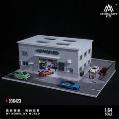 1/64 Diecast Garage Diorama LED Light Car Display Case Scene Decor Model US Gift