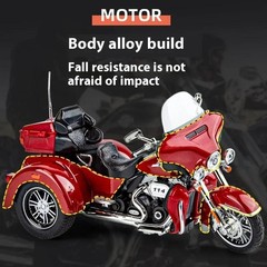 1:9 Alloy Trike Motorcycle Model Sound Light Diecast Collectible Gift Box