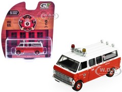 1969 FORD ECONOLINE AMBULANCE “LAFD” RED & WHITE 1/64 BY GREENLIGHT 67070 B