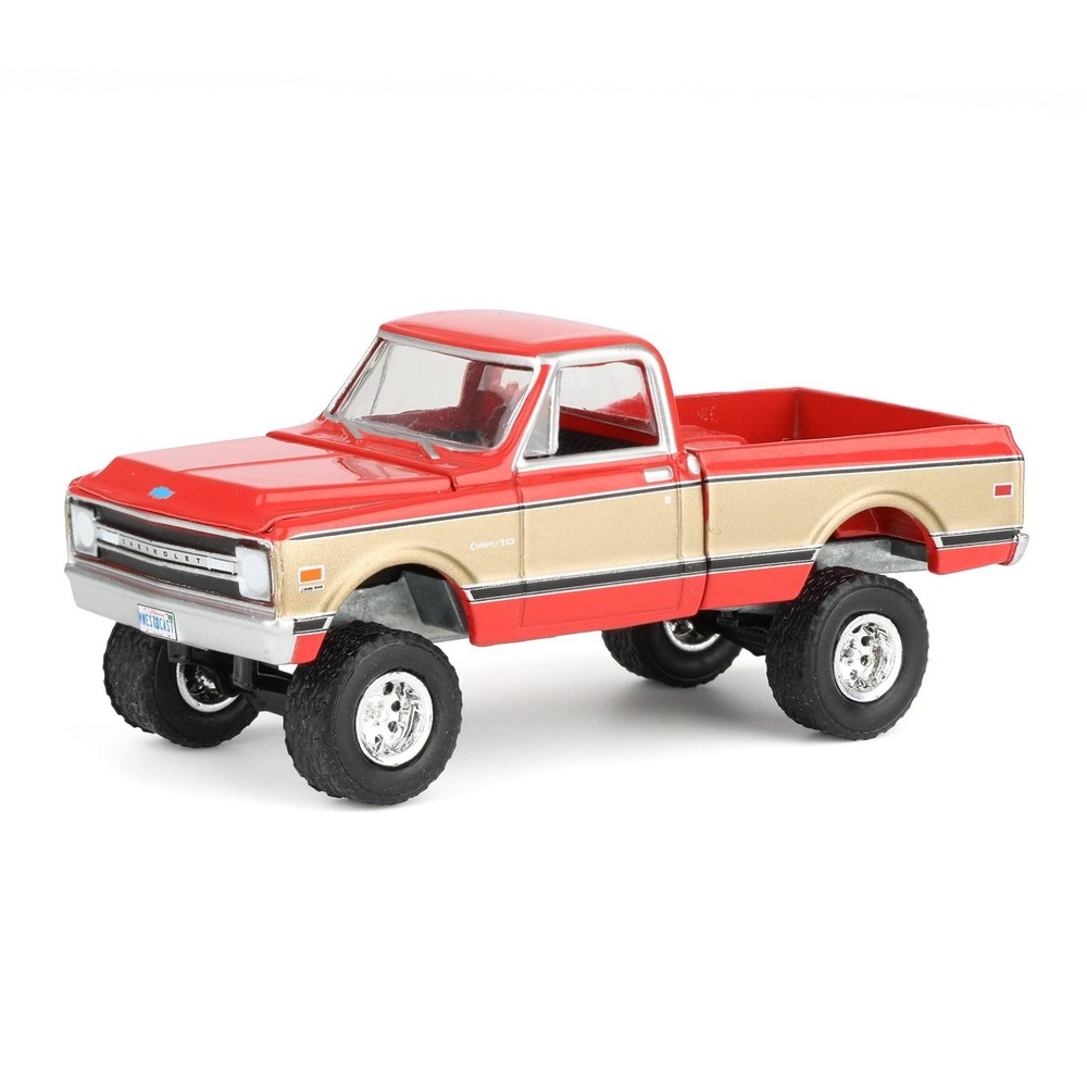 1/64 Lifted 1969 Chevrolet K10 Pickup Truck, Red & Gold, GL, 51687-B