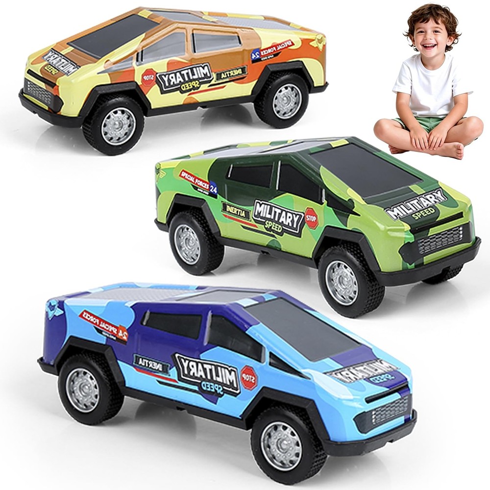 3 Pack Monster Truck Kid Toys Set,Push and Go Friction Power Pull Back Wind u…