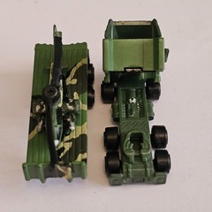 Micro Machines Semi Truck Lorry Military Flatbed with Helicopter Green Camo