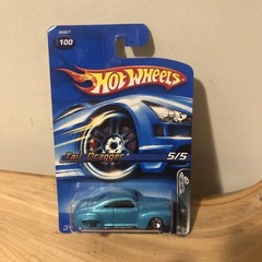 2005 Hot Wheels Kmart Exclusive #100 Red Lines 5/5 TAIL DRAGGER Teal w/5 Spokes
