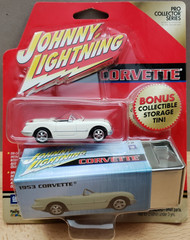 Johnny Lightning 1953 Chevrolet Corvette Diecast 1:64 Includes Storage Tin White