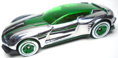 2017 HOT WHEELS GAZELLA GT SILVER / CHROME 1:64 DIECAST 2 7/8″ CAR WITH GREEN