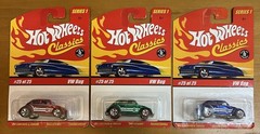 Hot Wheels Classics Series 1 Lot Of 3 Cars VW Bug Color Variation