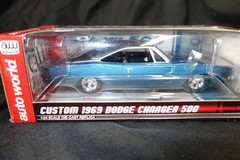 1969 Custom Dodge Charger 500 BLUE 1:24 Auto World