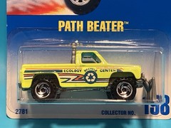 Vintage Hot Wheels Chevy Silverado PATH BEATER w Plow Fluorescent Yellow Carded