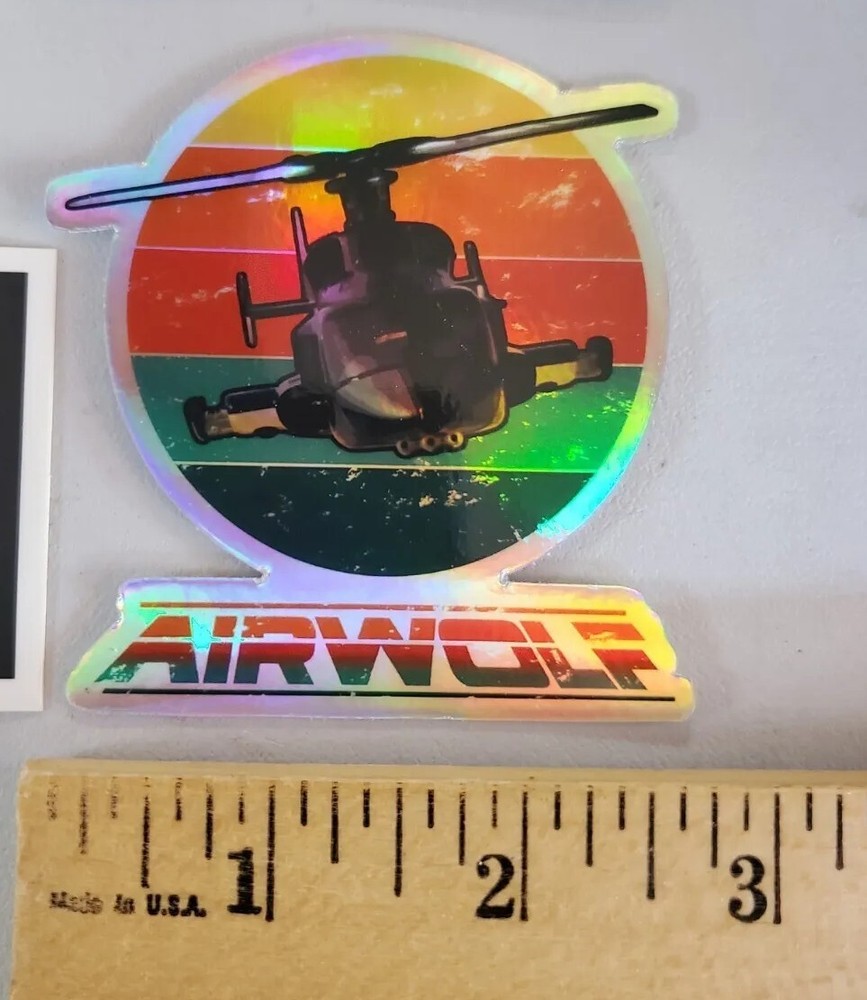 RARE AIRWOLF 1980s HOLOGRAPHIC STICKERS *WORLDWIDE 🌐 SHIPPING*
