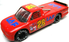 MADE IN CHINA – LAF #28 RACING PARTS 1:64 RED DIECAST 3″ PICKUP TRUCK – NICE