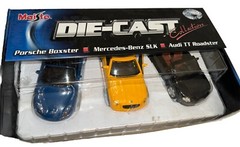 Rare Maisto 3 Car Set Porsche Mercedes Benz Audi Detailed Replicas 6.5” Open Box