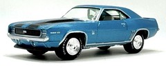 HTF 1969 Camaro SS 350 V8 4 sp.- Azure Turquiose – 1:64 Scale – 1st Gen. F Body