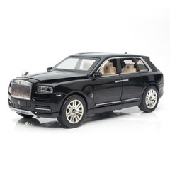 Black 1:24 Rolls-Royce Cullinan Diecast Toy Car Light Sound 6 Doors Kids Gift