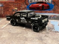 Hot Wheels 2025 Gassers ’55 CHEVY BEL AIR GASSER (Black) Loose Wheel Swapped