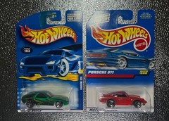PORSCHE 911 + 928 HOT WHEELS # 590 + # 103 LOT OF 2 METAL BODY + METAL BASE
