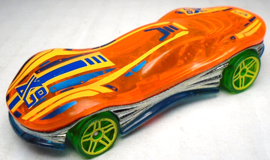 2014 HOT WHEELS CLEAR SPEEDER ORANGE 1:64 DIECAST 3″ CAR W/ BLUE GREEN & YELLOW